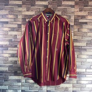 Mens Vintage Y2K Tommy Hilfiger Stripped Multi Color Large Button Down EUC